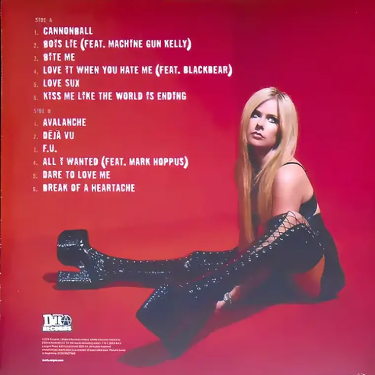 Vinilo Avril Lavigne Love Sux Rojo Transparente Edición Exclusiva Rock 2