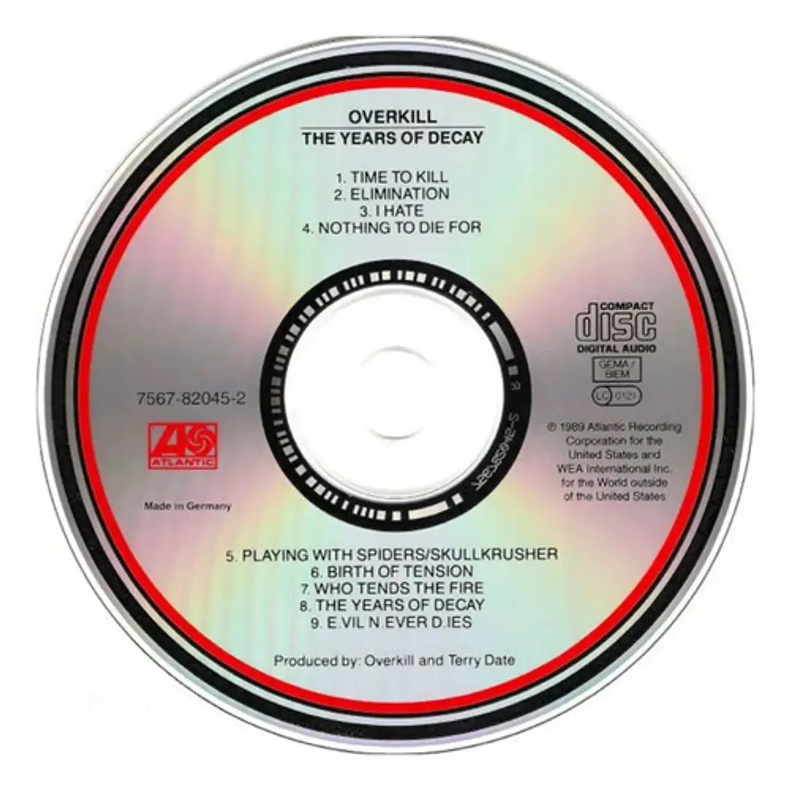 Cd Overkill The Years Of Decay Álbum Rock 9 Canciones Internacional 2