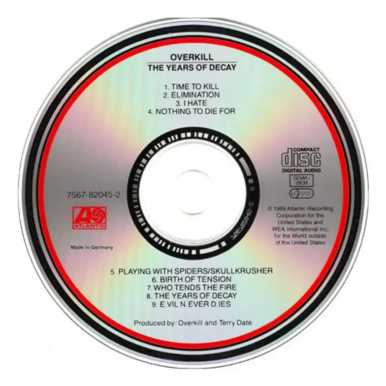 Cd Overkill The Years Of Decay Álbum Rock 9 Canciones Internacional 2