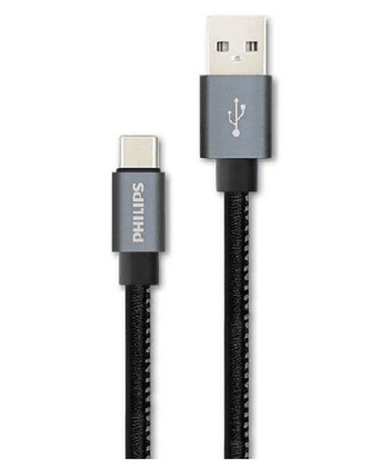 Cable USB-A a USB-C Philips, Cuero Negro