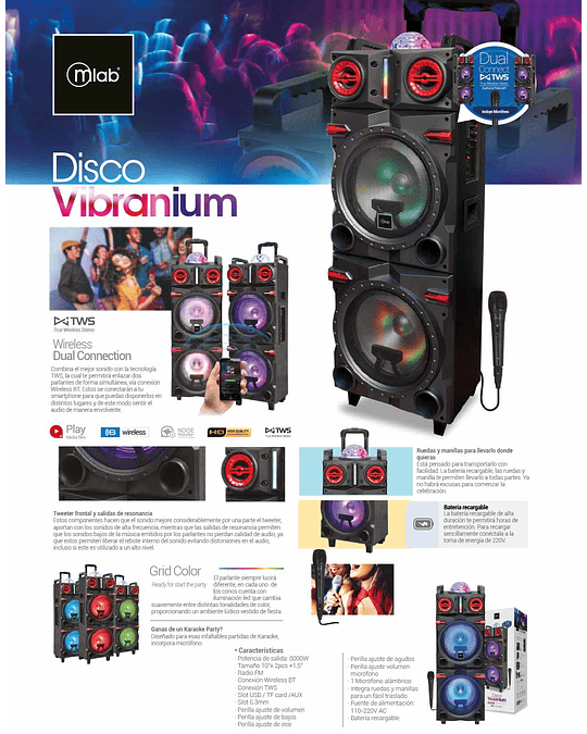 Parlante Bluetooth Disco Vibranium