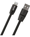 CABLE IPHONE GOMA PLANO NEGRO 1.2 MTS