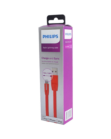 CABLE IPHONE GOMA PLANO ROJO 1.2 MTS