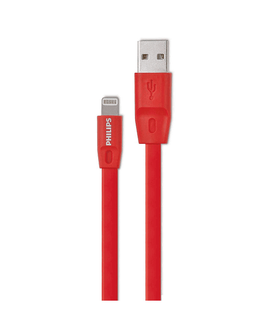 CABLE IPHONE GOMA PLANO ROJO 1.2 MTS