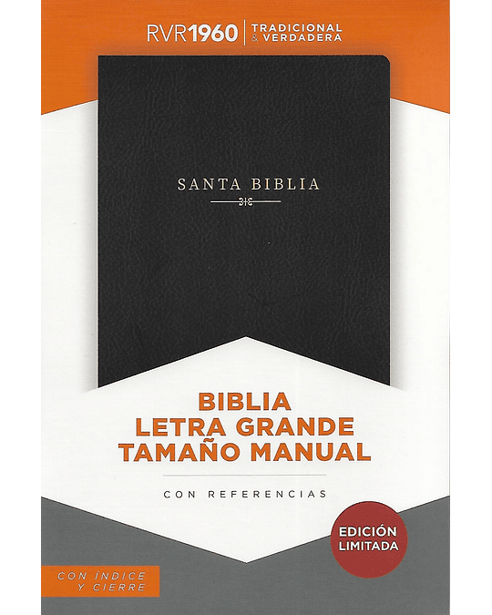 BIBLIA RVR1960 LETRA GRANDE TAMAÑO MANUAL CON ÍNDICE Y CIERRE