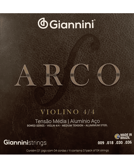 Encordado Set Completo Violín 4/4 Giannini Aluminio Steel