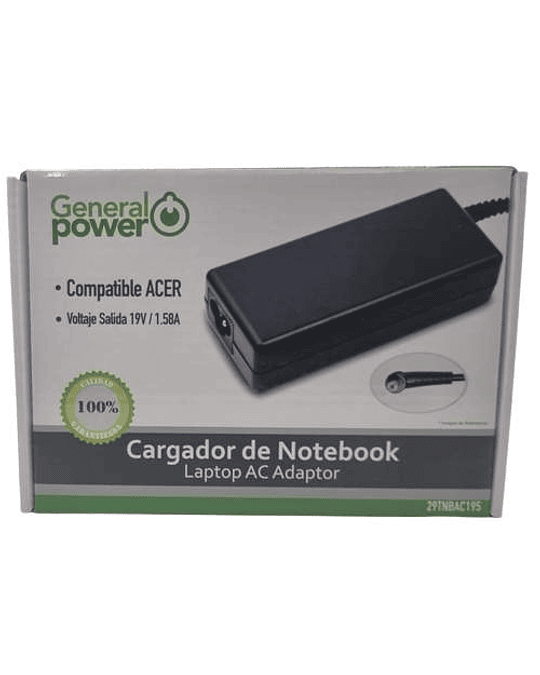 CARGADOR COMPATIBLE ACER 19 V. 1.58 A	