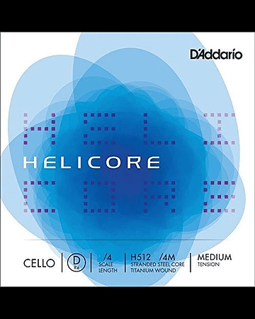 D'Addario Helicore Cello Cuerda D Única, Escala 4/4, Tensión Media