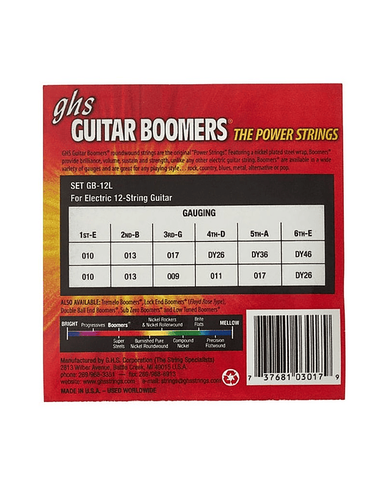 Cuerdas guitarra electrica GB-12L GHS BOOMERS	