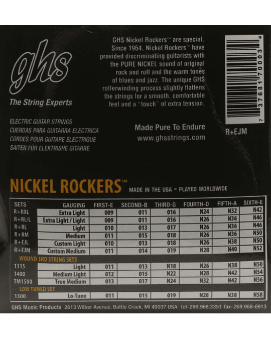 CUERDAS GUITARRA ELECTRICA NICKEL ROCKERS R+EJM GHS