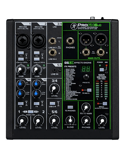 Mixer + Interfaz Mackie ProFX6v3 Usb, 6 Canales con Efectos