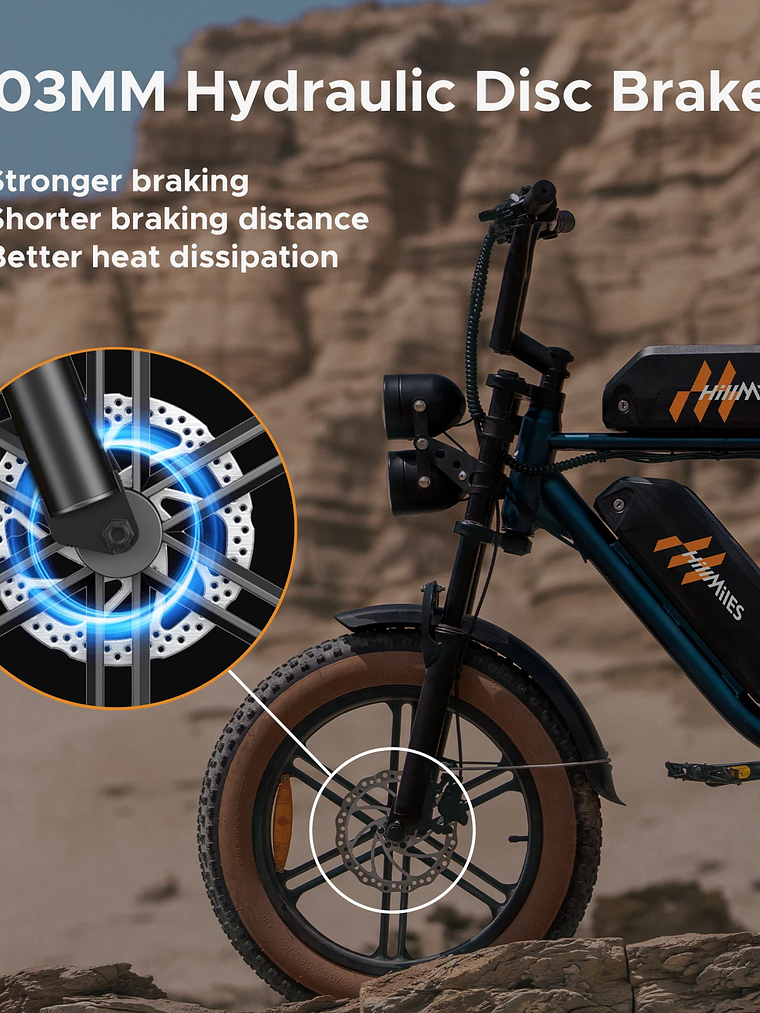 E-Bike Fat Tire 250W - Potencia refinada y máximo confort para una experiencia superior en cualquier terreno. 3