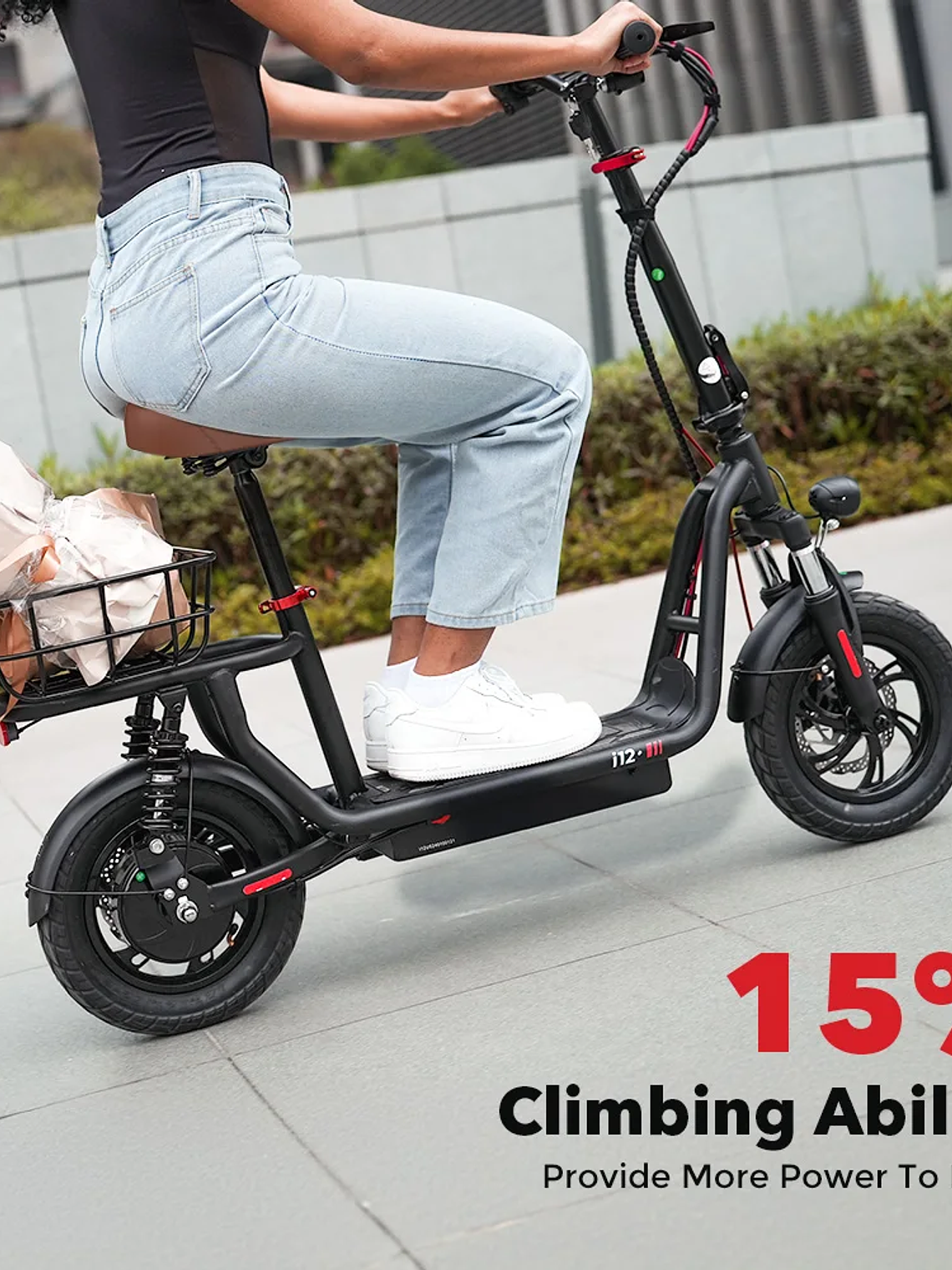 Scooter i12 – Patinete Eléctrico con Asiento y Cesta 4
