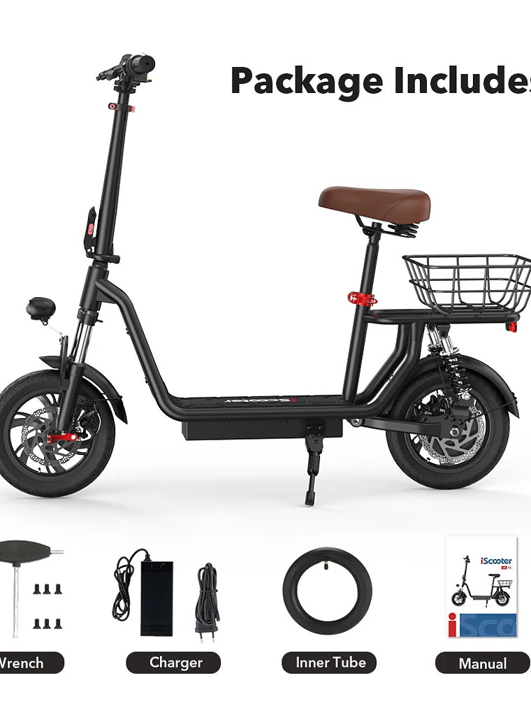 Scooter i12 – Patinete Eléctrico con Asiento y Cesta 5