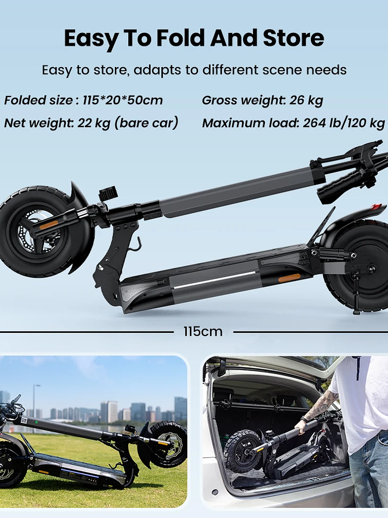 W9 Off-Road – Patinete Eléctrico 1000W, 45 km/h, 45 km de autonomía, Frenos Duales + APP 6