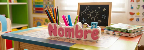Porta lápices infantil personalizado – nombre en relieve