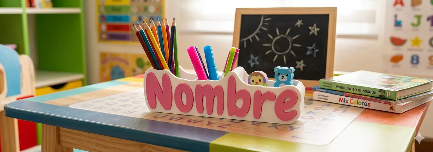 Porta lápices infantil personalizado – nombre en relieve 1