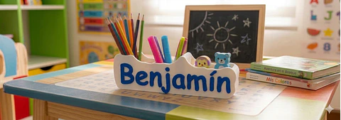 Porta lápices infantil personalizado – nombre en relieve