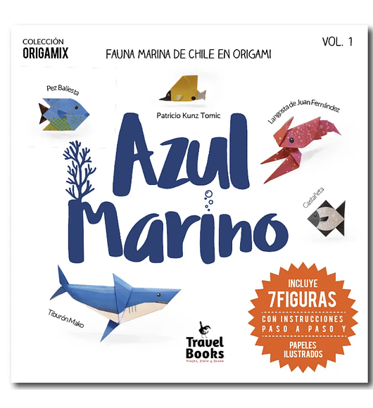 Libro Azul Marino: origami de fauna chilena