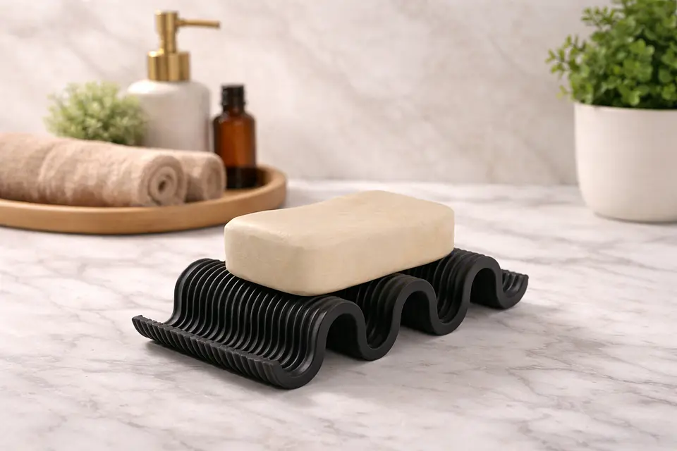 Saboneteira Moderna com Drenagem - Design Ondulado Premium 2
