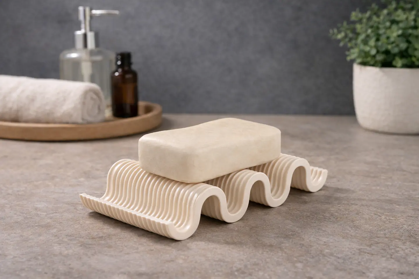 Saboneteira Moderna com Drenagem - Design Ondulado Premium 1