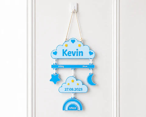 Placa de Nascimento Personalizado - Nuvem 