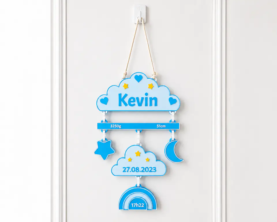 Placa de Nascimento Personalizado - Nuvem  1