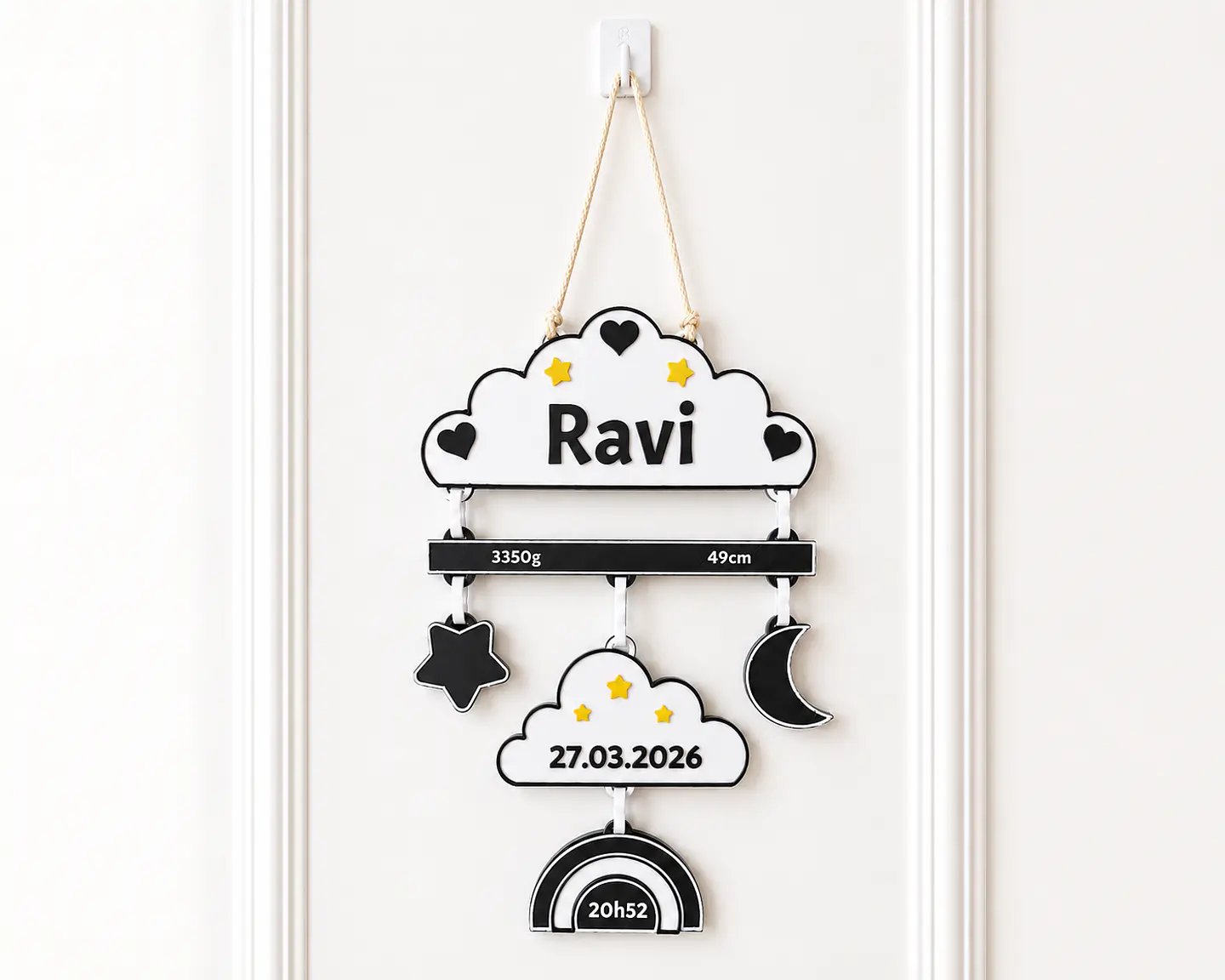 Placa de Nascimento Personalizado - Nuvem  2