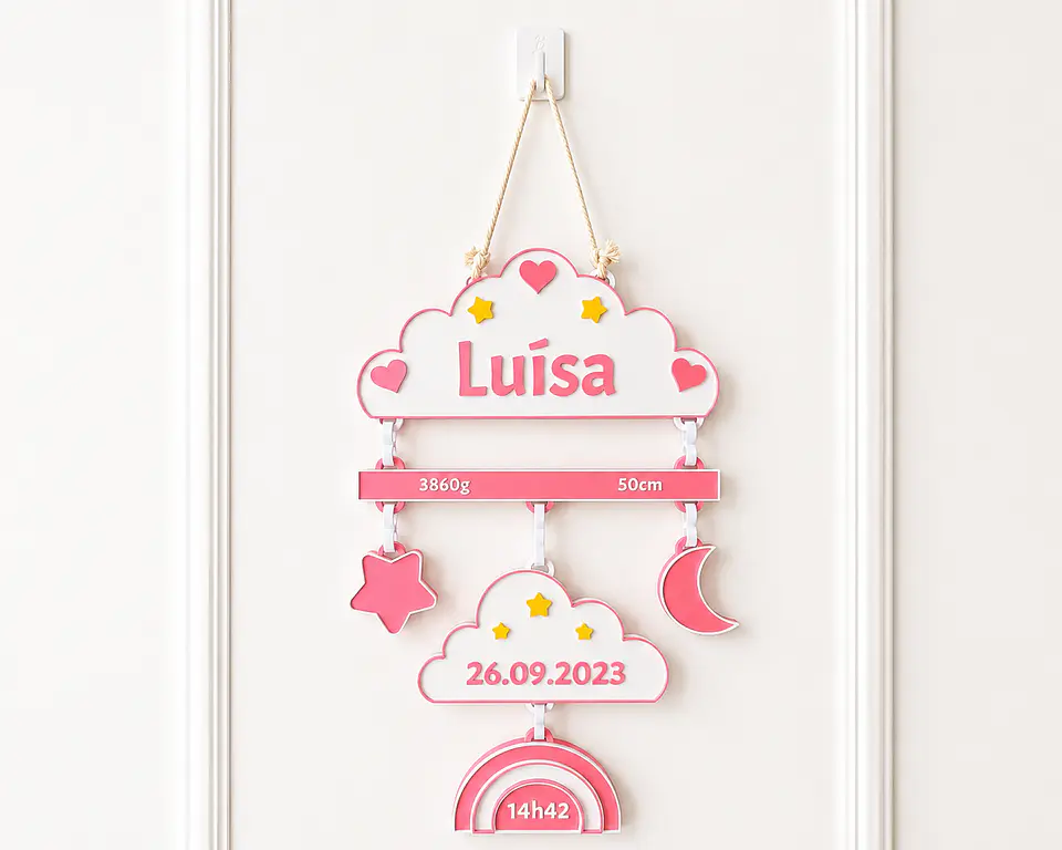 Placa de Nascimento Personalizado - Nuvem  3