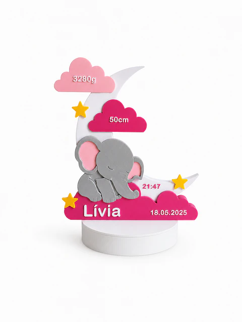 Placa de Nascimento Personalizado - Elefante