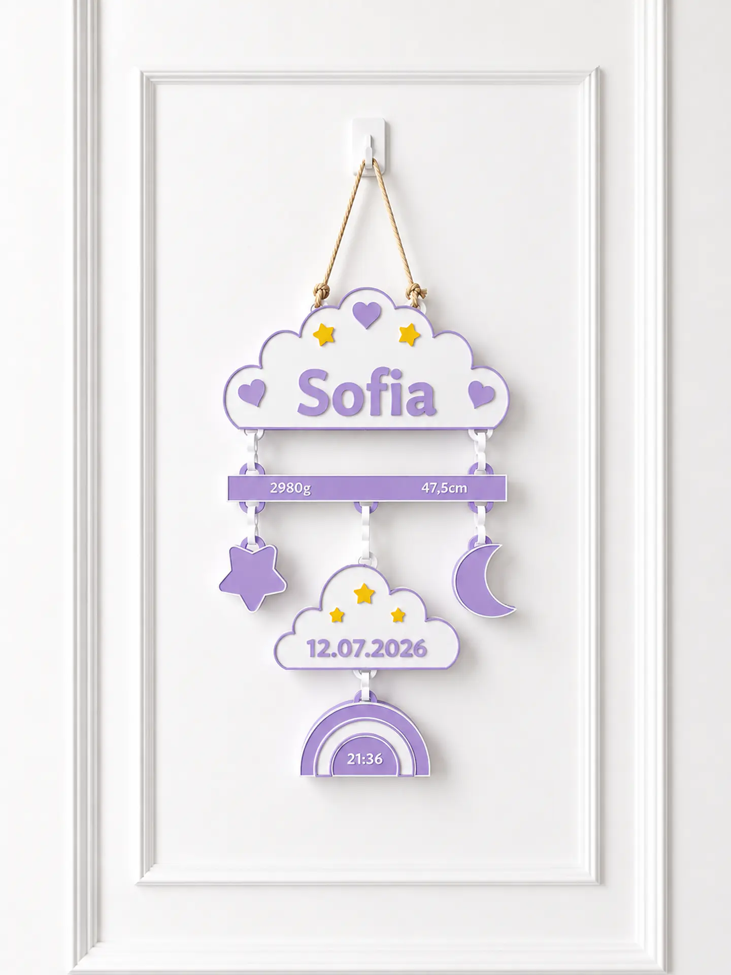Placa de Nascimento Personalizado - Nuvem  4