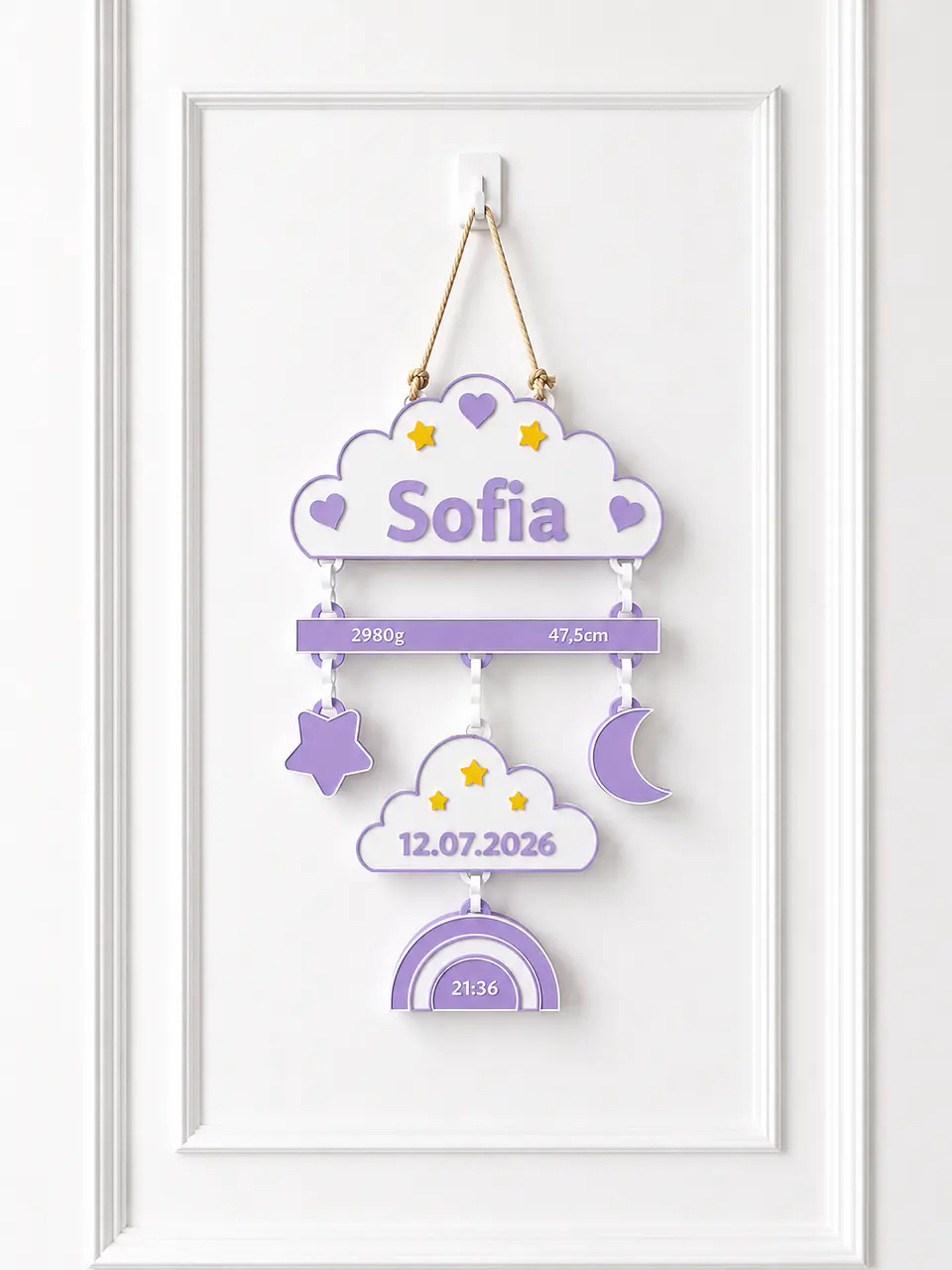 Placa de Nascimento Personalizado - Nuvem  4