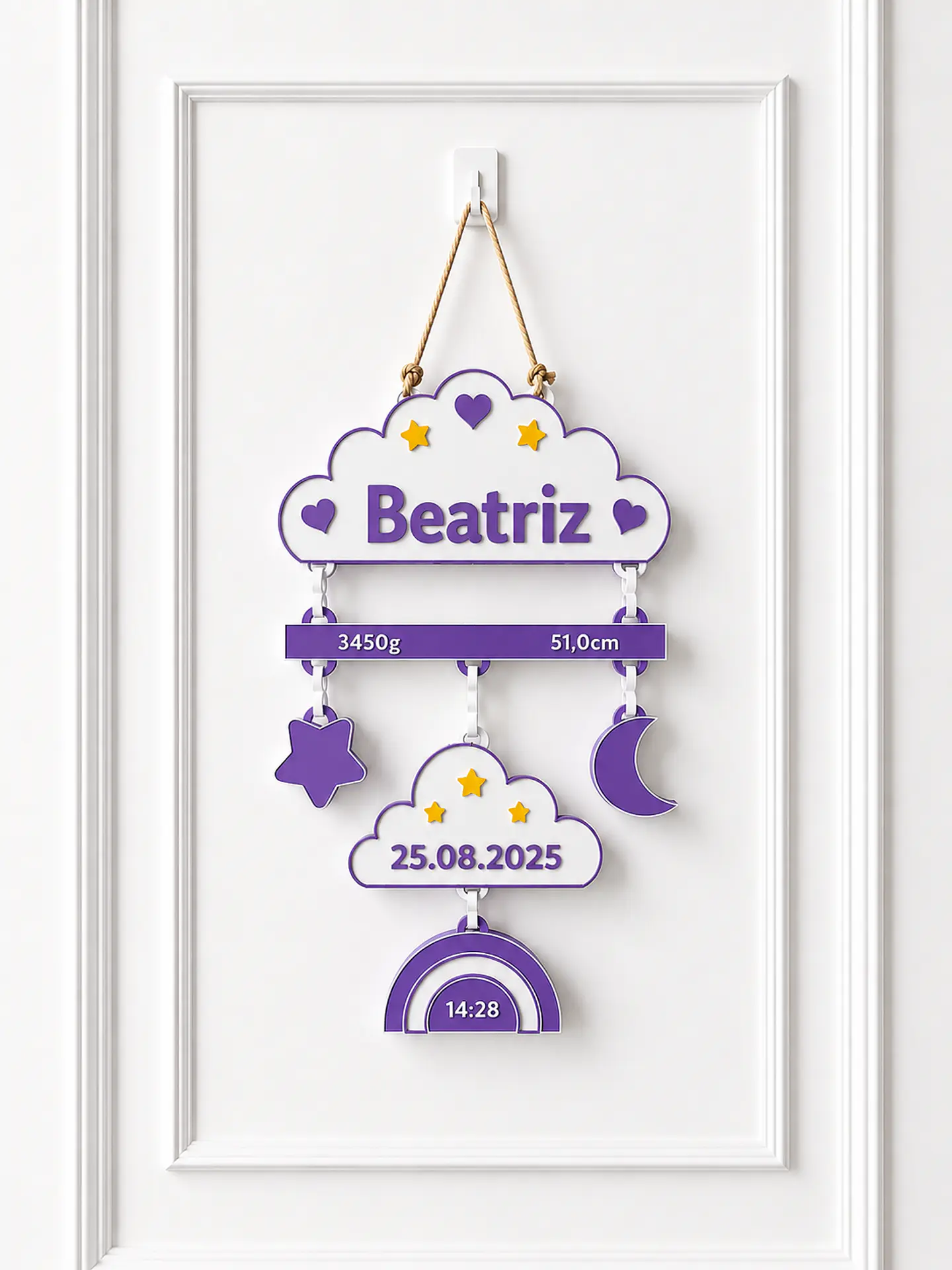 Placa de Nascimento Personalizado - Nuvem  5
