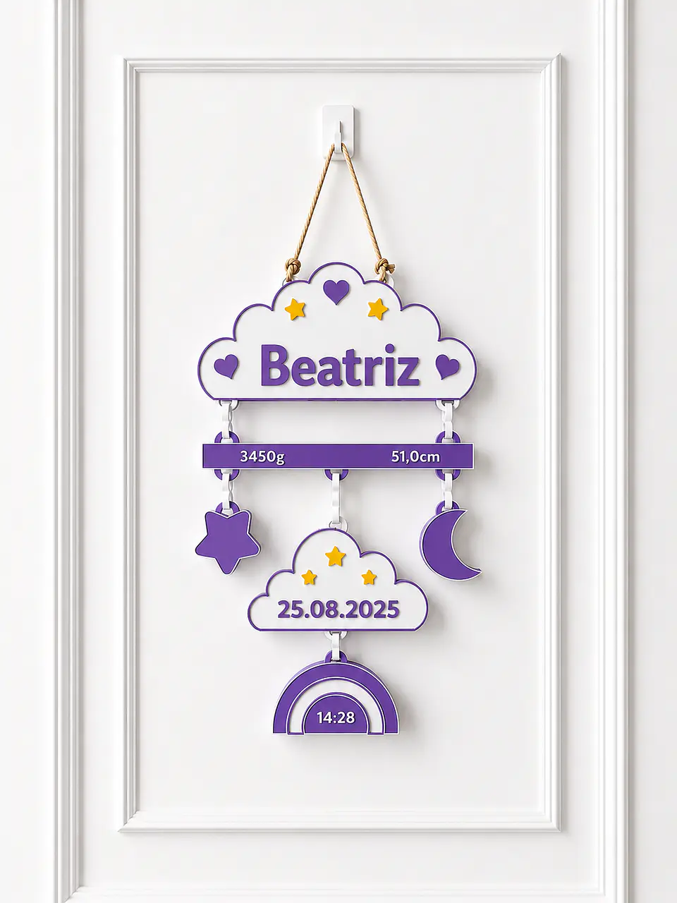 Placa de Nascimento Personalizado - Nuvem  5