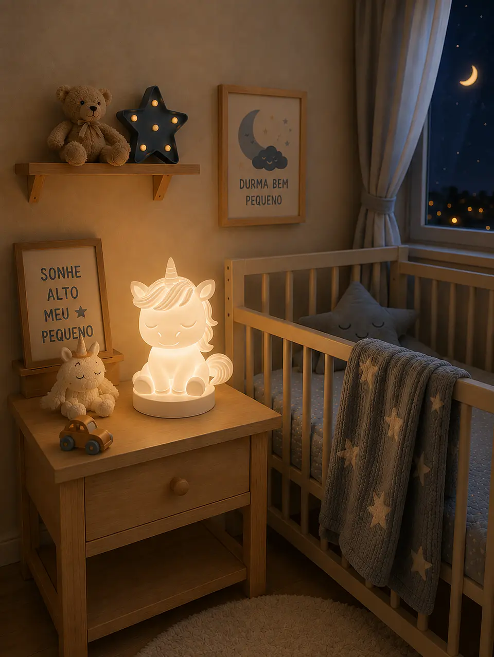 Luminária Infantil Unicórnio LED 3