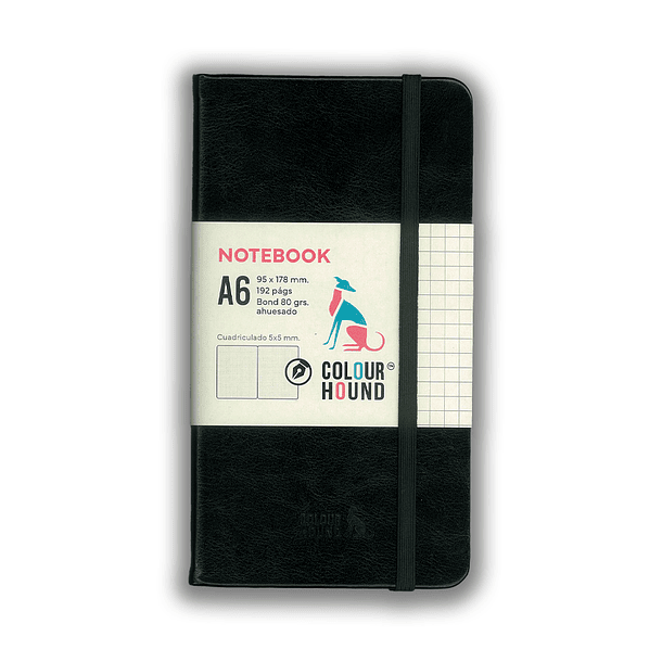 Libreta Colour Hound A6 Negro Texturada 