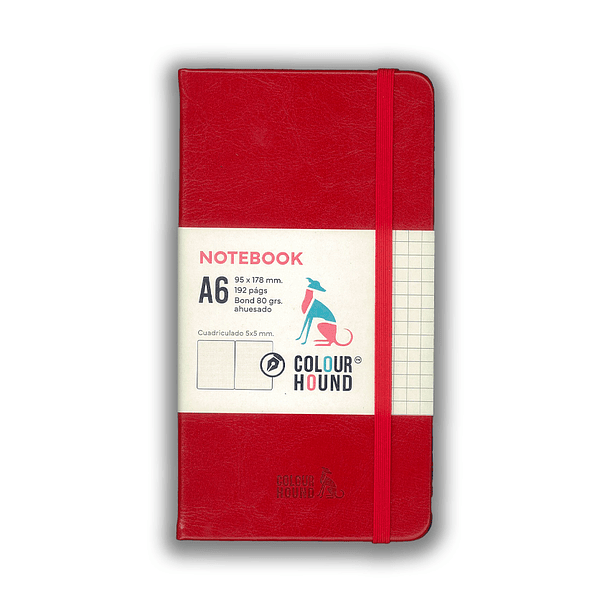 Libreta Colour Hound A6 Rojo Texturada 