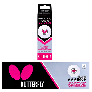 Pelotas Butterfly R40+ 3-Star Ball White