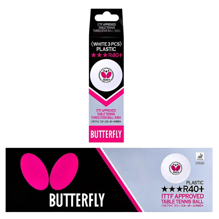 Pelotas Butterfly R40+ 3-Star Ball White 1