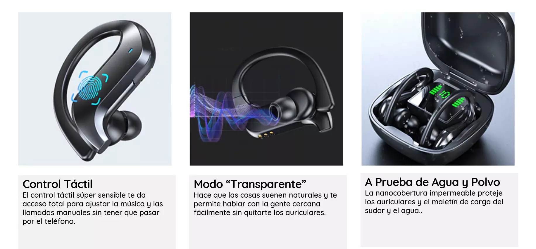 Auriculares Deportivos TWS Inalámbricos Bluetooth resiste...
