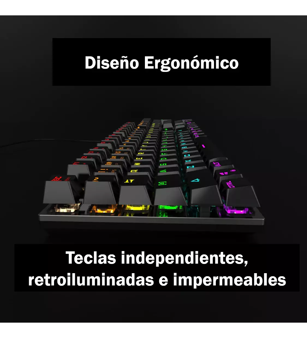 Teclado mecanico Pro Gaming Español retroiluminado imperm...
