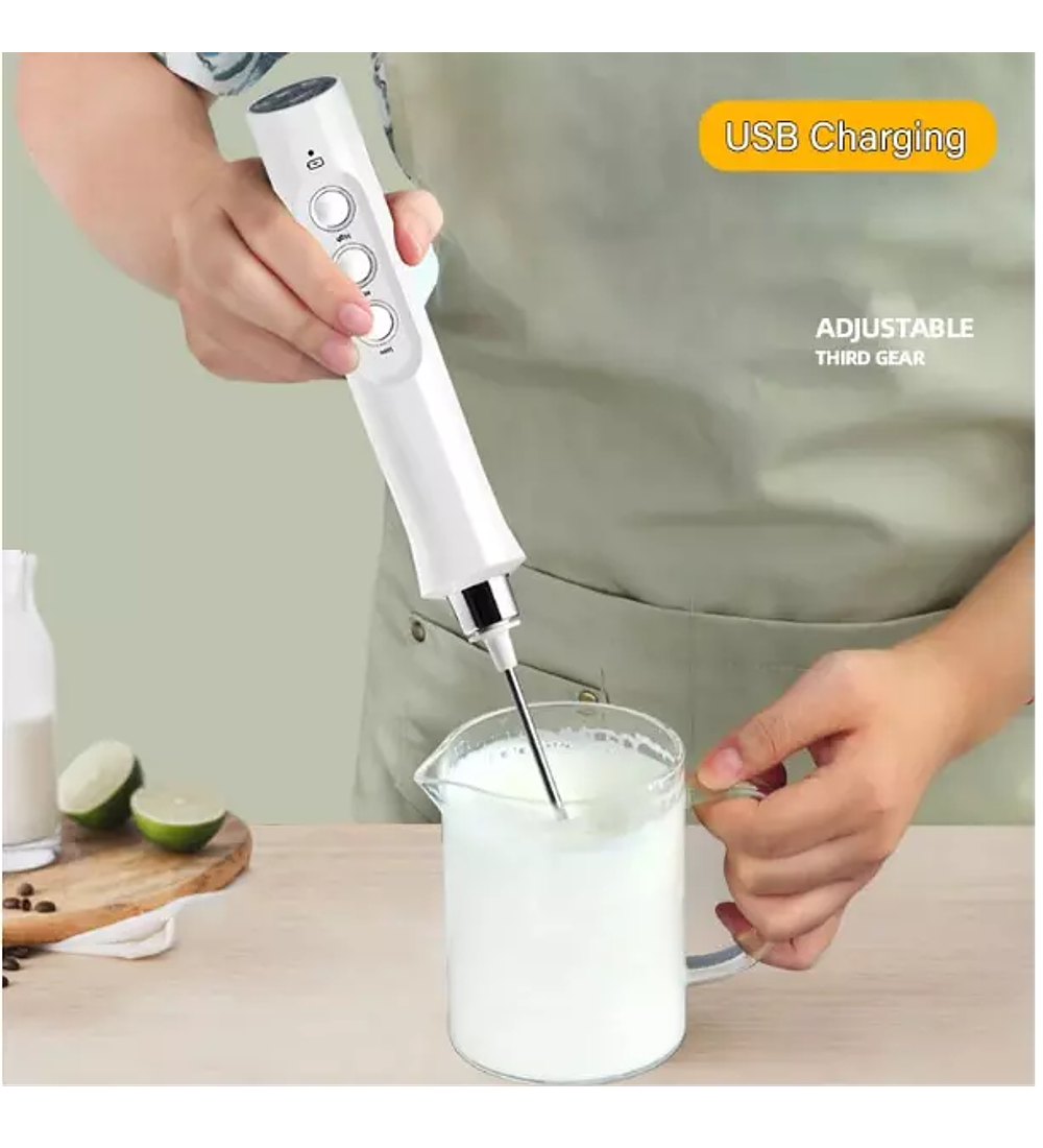 Espumador de leche eléctrico portátil 3 en 1, de mano y r