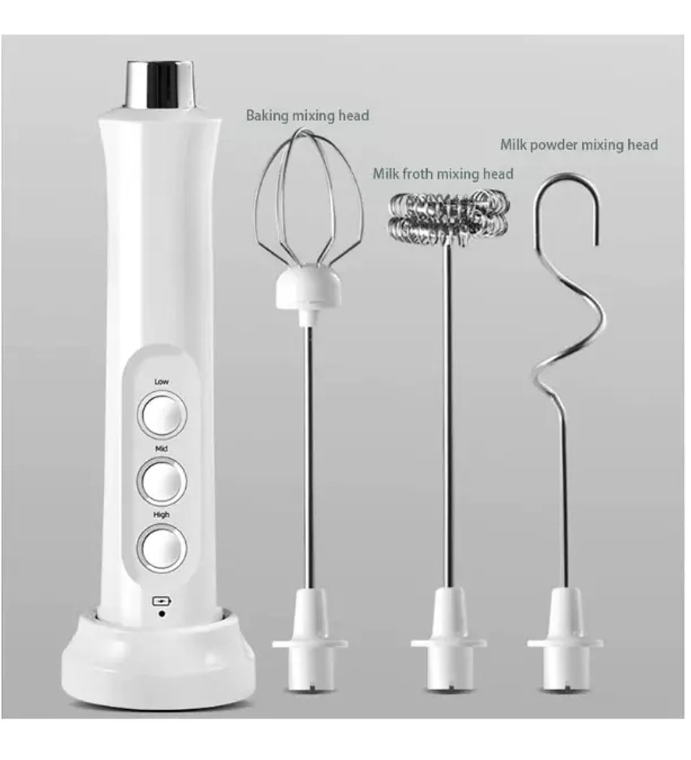 Espumador de leche eléctrico portátil 3 en 1, de mano y recargable USB