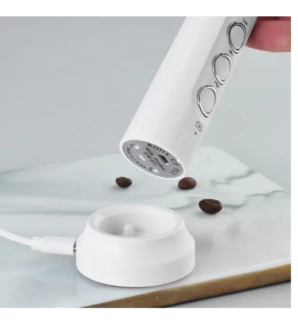  XIMU Espumador de leche de mano, recargable por USB, 3
