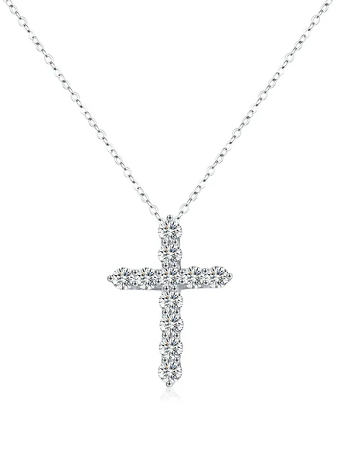 Colgante Plata 925 Cruz + Moissanite 0,20 qt x 11 x 3,50 mm (Unisex) 5