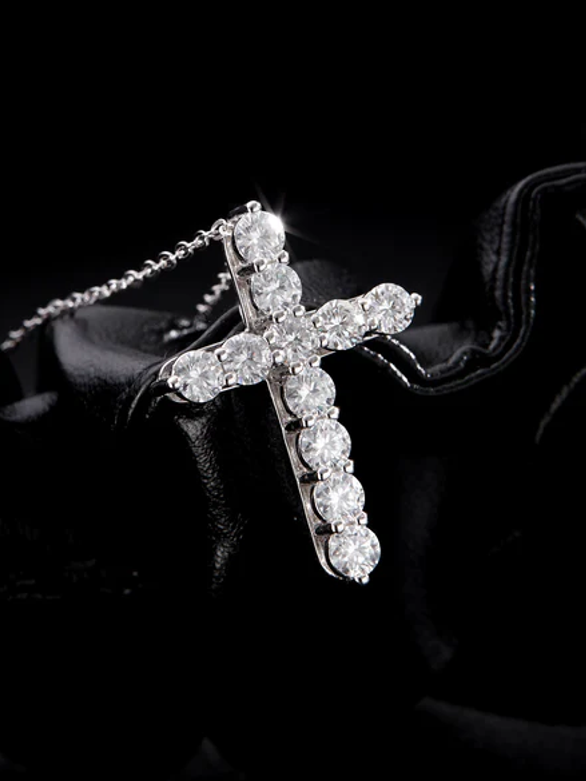 Colgante Plata 925 Cruz + Moissanite 0,20 qt x 11 x 3,50 mm (Unisex) 3