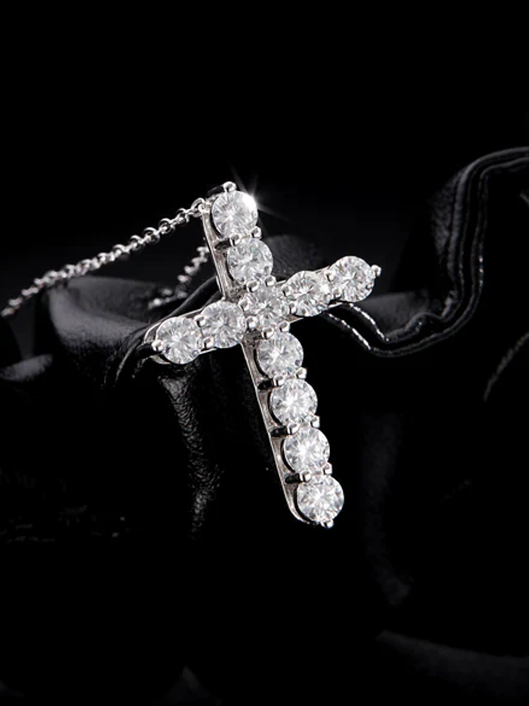 Colgante Plata 925 Cruz + Moissanite 0,20 qt x 11 x 3,50 mm (Unisex) 3