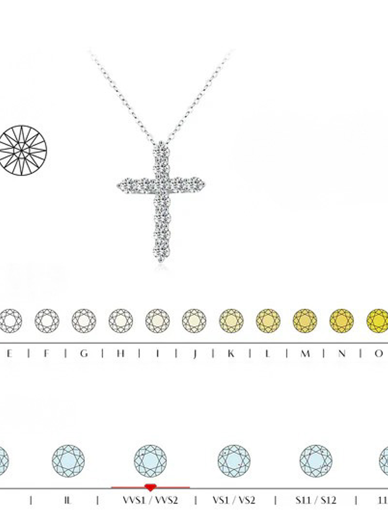 Colgante Plata 925 Cruz + Moissanite 0,20 qt x 11 x 3,50 mm (Unisex) 4