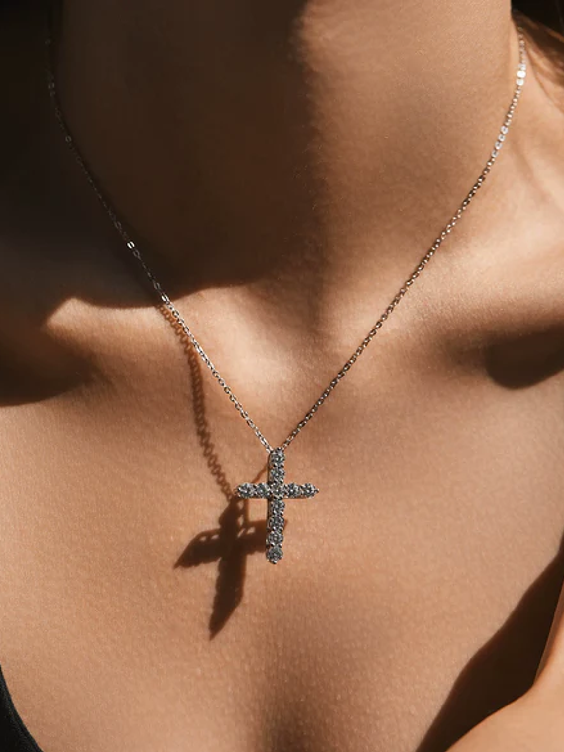 Colgante Plata 925 Cruz + Moissanite 0,20 qt x 11 x 3,50 mm (Unisex) 6