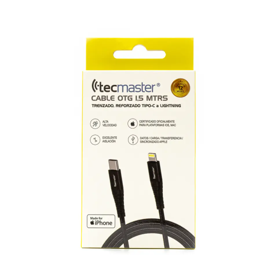 Cable Reforzado Black Tipo-C A Lightning Iphone Tecmaster 4